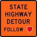 State highway detour ahead - follow state highway shield