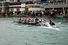 New College with a broken rudder and bow oar on Saturday, 2008