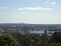 Mount Surgarloaf (just left of centre) as seen from inner city Newcastle