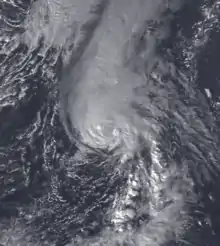 Satellite image of Hurricane Nicole, a moderate Category 1 hurricane