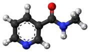 Ball-and-stick model of the nicotinyl methylamide molecule