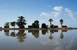 Mud houses on the center island at Lake Debo, a wide section of the Niger River