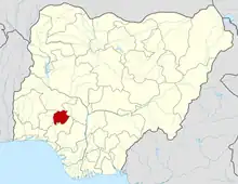 Map of Nigeria highlighting Ekiti State