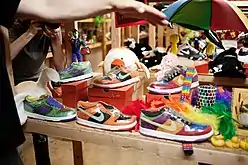 Colorful Nike SBs with accompanying toys