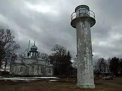 Nina Protection of the Mother of God church and Nina lighthouse.