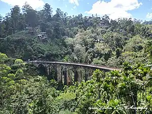 Drone shot of the Nine Arches Bridge, Sri Lanka in 2023