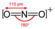 Skeletal formula of nitronium with some dimensions added