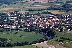 Aerial view of the town