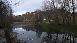 View of the "Nordre Dam" pond in Heistad, once used for ice cutting