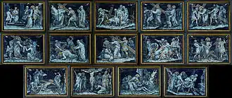 Limoges? grisaille painted Stations of the Cross, Notre-Dame-des-Champs, Avranches