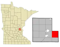 Location of the township of North Branch within Isanti County, Minnesota