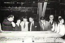 An economic delegation from North Carolina touring a car bumper factory in Moscow