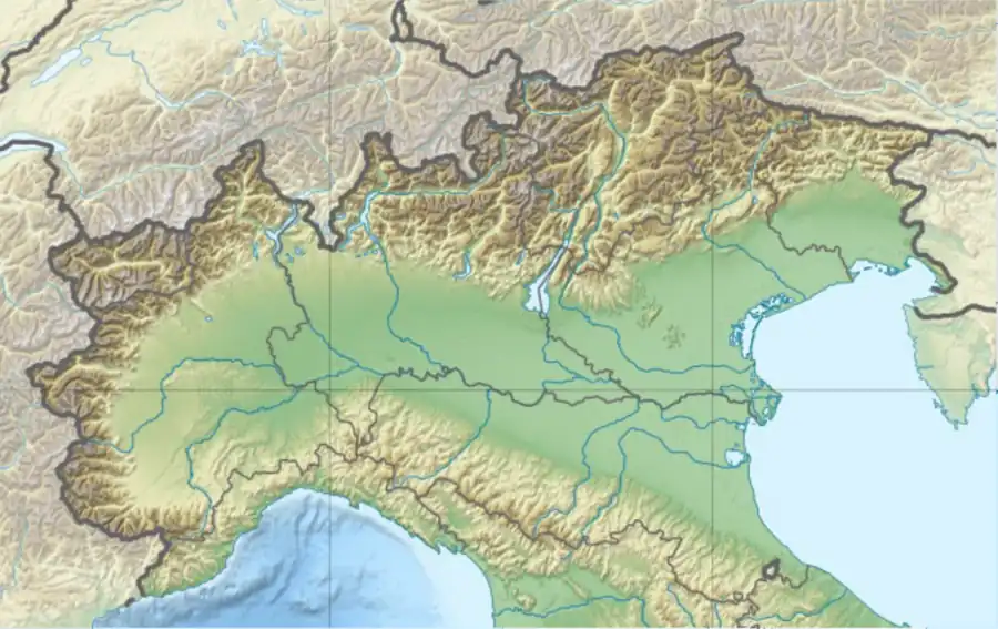 Map showing the location of Brenva Glacier