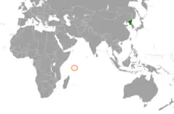 Map indicating locations of North Korea and Seychelles