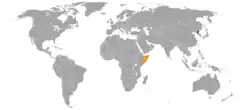 Map indicating locations of North Korea and Somalia