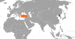 Map indicating locations of North Korea and Turkey