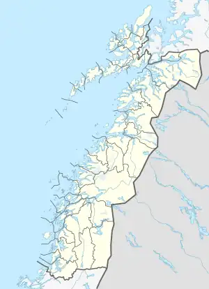 Map showing the location of Frostisen (Norwegian)Ruostajiekņa (Lule Sami)