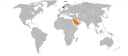 Map indicating locations of Norway and Saudi Arabia