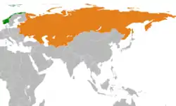 Map indicating locations of Norway and Soviet Union