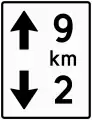 Distance marker for tunnelsIndicates the distance to each exit.