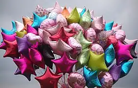 Aluminized Mylar balloons filled with helium