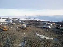 Novolazarevskaya, one of the research stations in Queen Maud Land, pictured during summer, in February 2006.