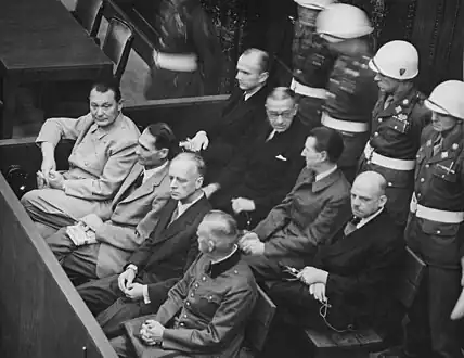 Image 5The defendants sitting in the dock during the Nuremberg Trials