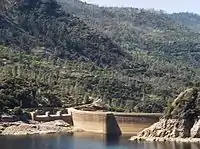 The same area seen today, with O'Shaughnessy Dam and Hetch Hetchy Reservoir