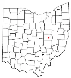 Former location of Muskingum, present-day site of Coshocton, Ohio