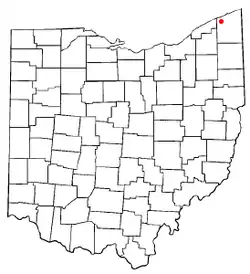 Location of Geneva within Ashtabula County, Ohio