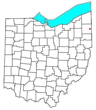 Location of Hartford in Trumbull County, Ohio