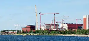 Image 136Olkiluoto 3 under construction in 2009. It was the first EPR, a modernized PWR design, to start construction.  (from Nuclear power)