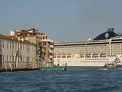 Ocean ship entering Grand Canal