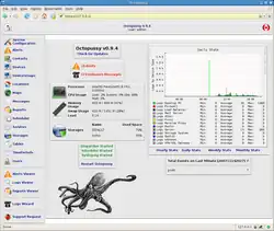 A screenshot of the Octopussy web-interface displaying a dashboard with the most important aggregated information.