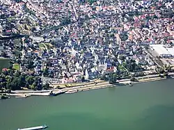 Aerial view of Oestrich and Rhine river