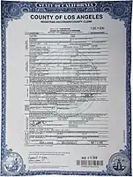 A California confidential marriage certificate, issued 2015.