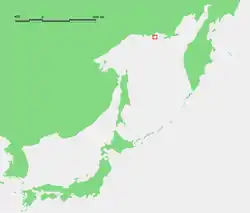 Location of the Spafaryev Islands in the Sea of Okhotsk.