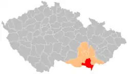 Location in the South Moravian Region within the Czech Republic