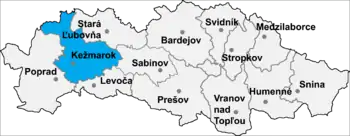 Location of Kežmarok District in the Prešov region