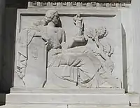 Bottiau's sculpture on the west side of the main entrance