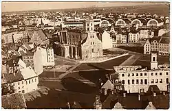 The shape of St. Peter's Church after it burned down during World War II