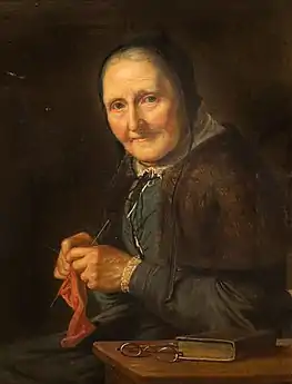 Old Woman Knitting