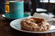 A glazed old-fashioned doughnut