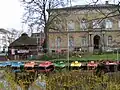 The northeast edge of the garden with pedalos and the Augusteum art gallery behind.