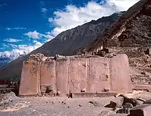 Wall of the Six Monoliths at Ollantaytambo with "step motif"