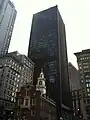 Viewed from State Street, with the Old State House directly in front