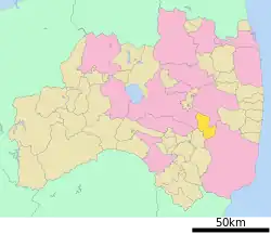 Location of Ono in Fukushima Prefecture