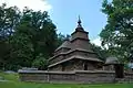 Wooden church on the exposition in open - air museum at Bardejovské Kúpele