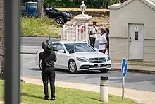 The Governor-General's car flying the flag, and displaying a crown on the number plate