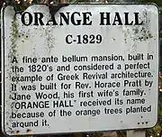 Sign at Orange Hall